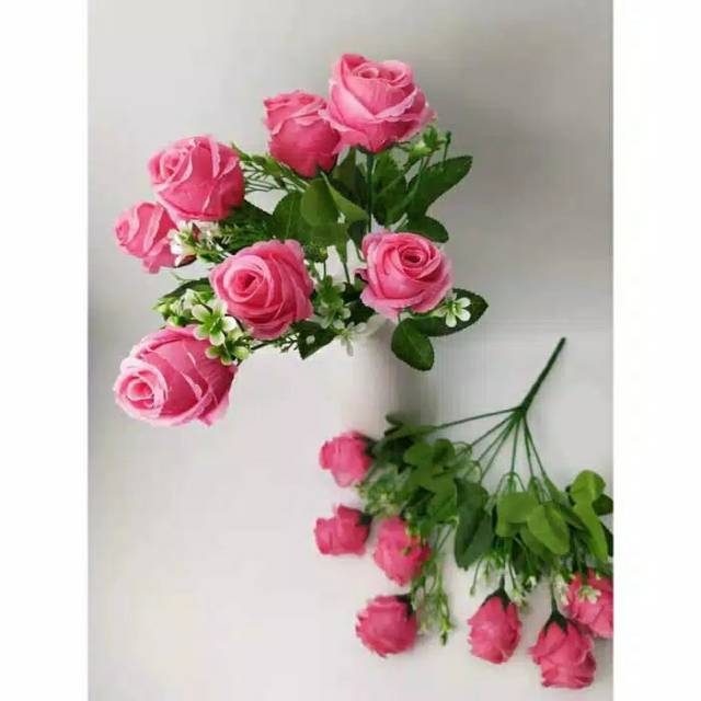 Bunga Mawar 7 cabang Artificial / Bunga Plastik Rose 7 Kuntum-2