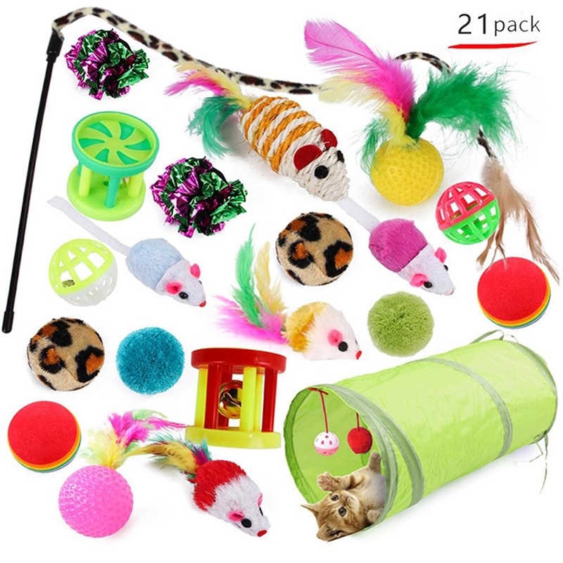 Mainan Hewan Mainan Kucing Isi 21pcs Cat Toys Set Bentuk Tikus Bunyi Bisa Bunyi Mainan Anjing