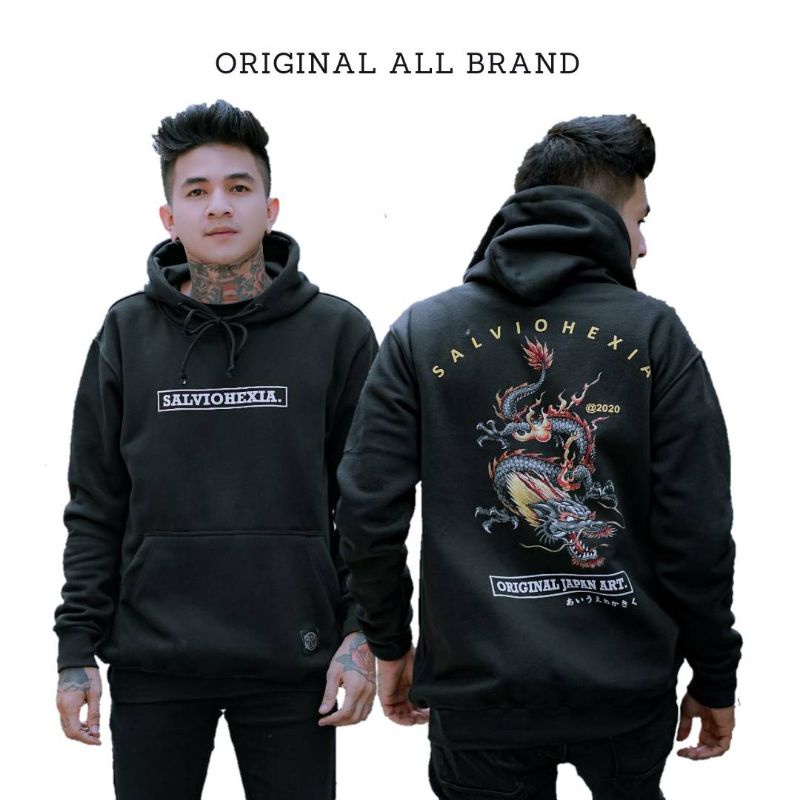 SLVHX Sweater Hoodie Luster Pria Distro Sablon Art Naga Japan - Jaket Sweater Pria