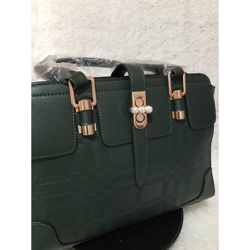 TAS IMPORT HAND BAG + SLING BAG WANITA KOREA TAS PESTA MEWAH ELEGANT GREEN 28CM x 21CM