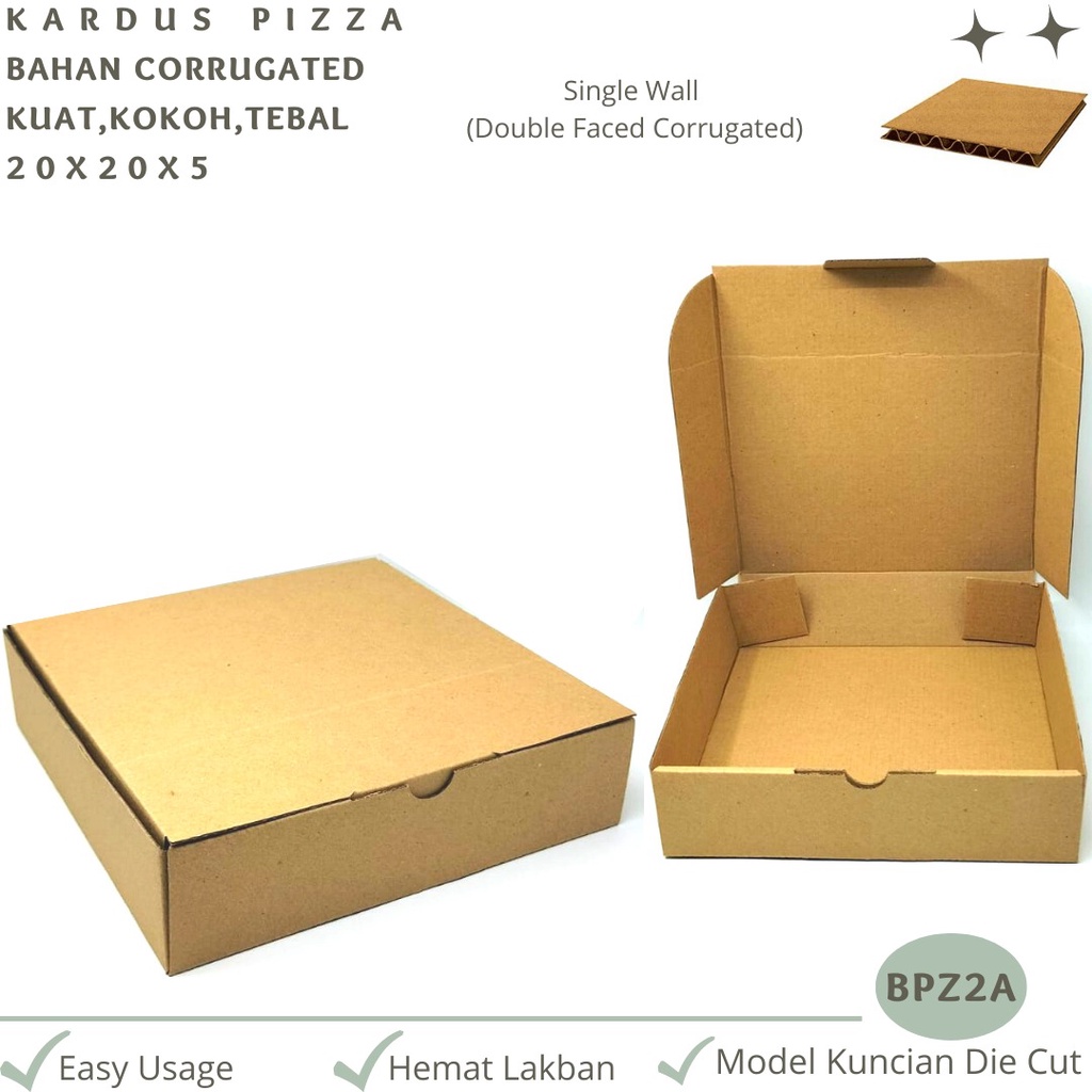 Kardus Pizza Dus Pizza 20X20X5  Corrugated Die Cut E-flute (BPZ2A)