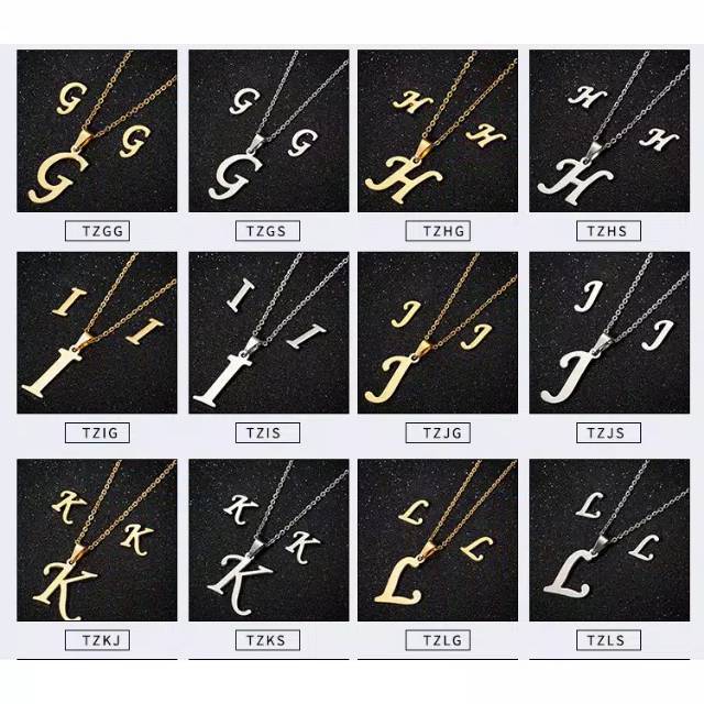 SET PERHIASAN HURUF KALUNG ANTING 100%TITANIUM STAINLESS STEEL GARANSI ORI IMPORT BERKUALITAS