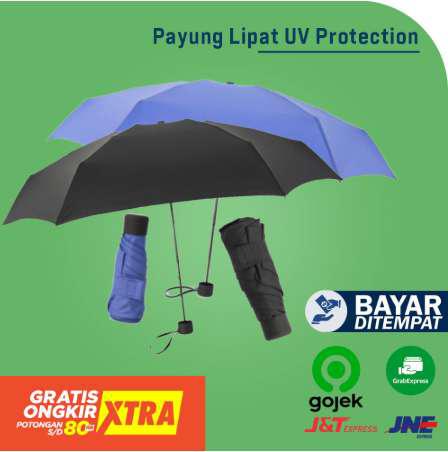 Payung Lipat Simple Uv Portection 87 Cm Besar