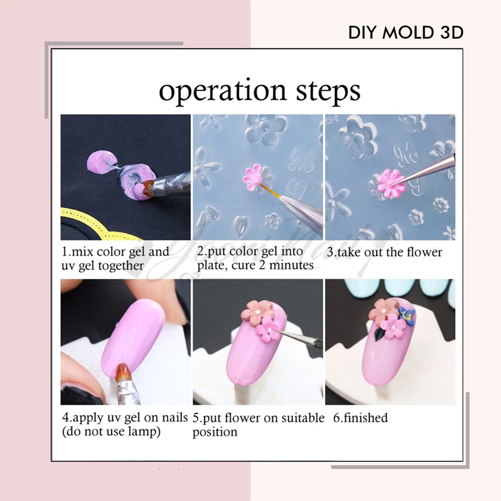 DIY Mold 3d (C) nail art cetakan silikon nail art flower bear silicon mold nailart