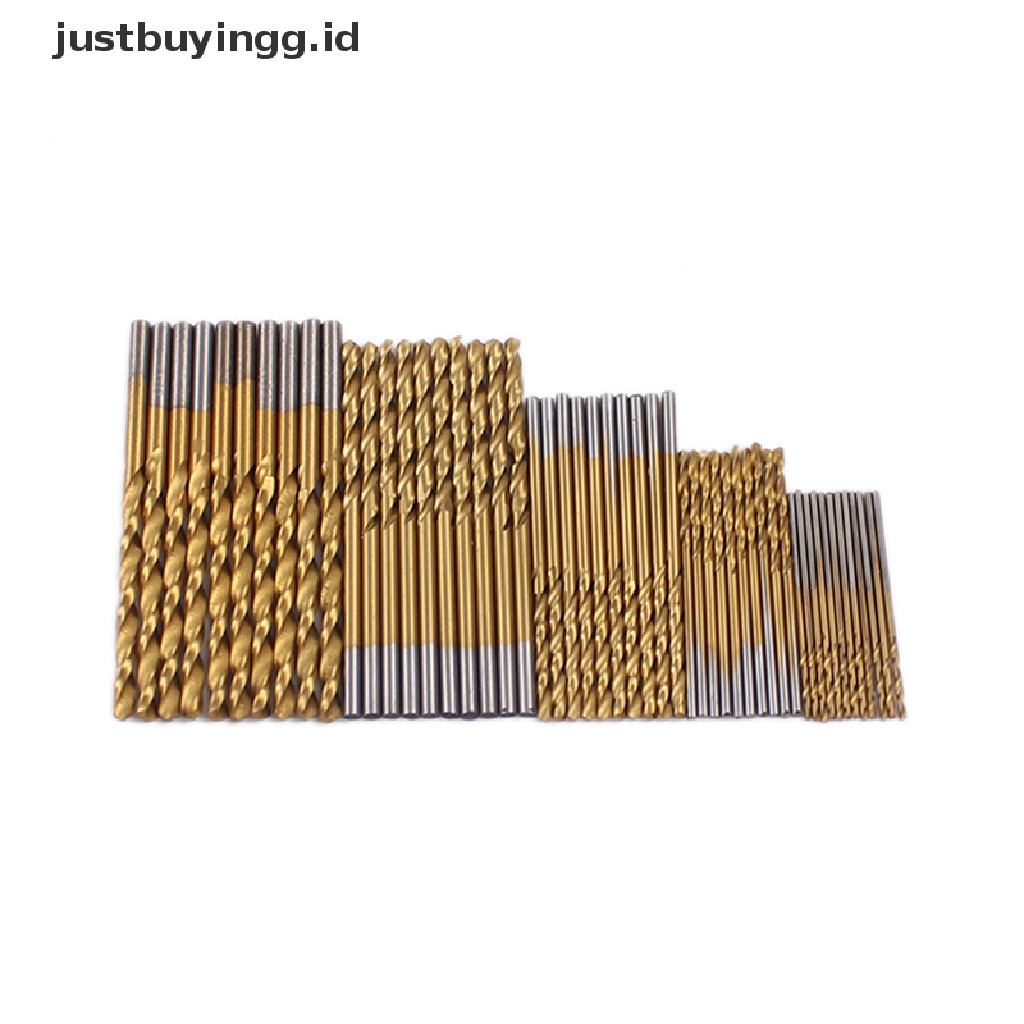 50 Pcs / Set Mata Bor Gergaji Twist Bahan Hss Lapis Titanium Metal Untuk Kayu