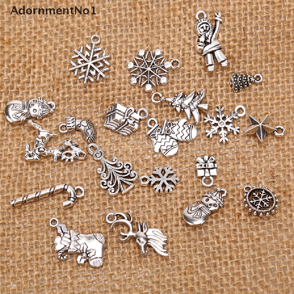 (AdornmentNo1) 19pcs / Set Liontin Silver Tibet Motif Natal Untuk Aksesoris Perhiasan Charms