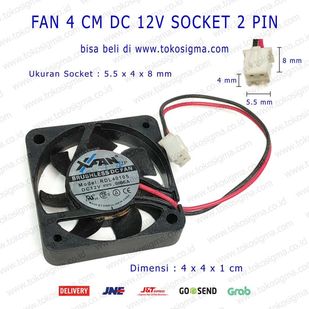 FAN VGA DC 12V 4cm  socket 2 PIN - KIPAS VGA 4 CM SOCKET DC 12 VOLT