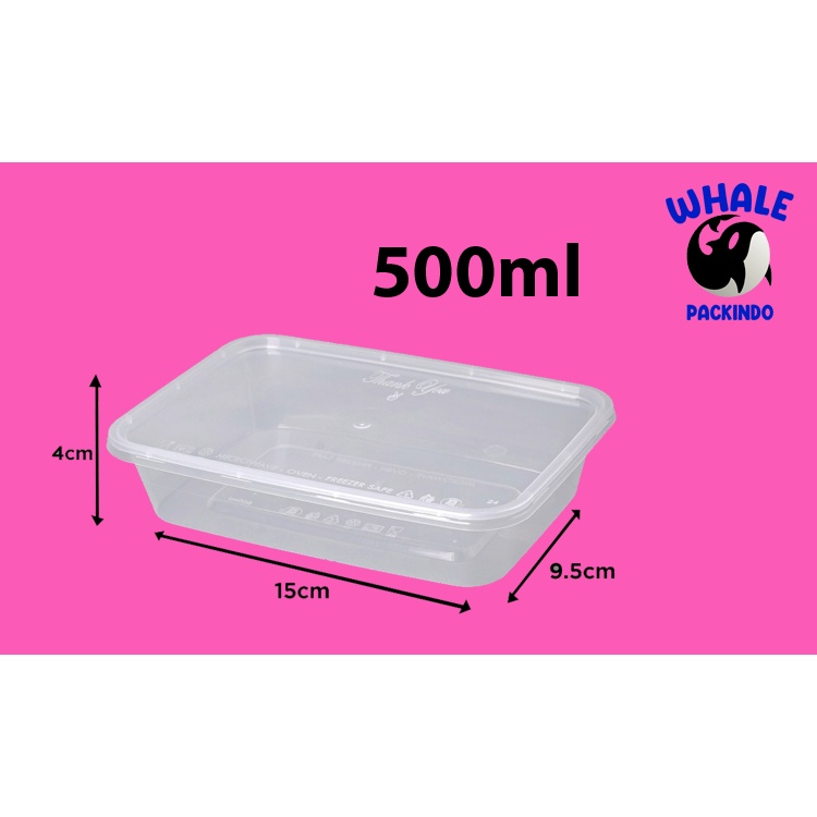 THINWALL KCS 500ML RECTANGLE / FOOD CONTAINER PLASTIK ( 25 PCS )
