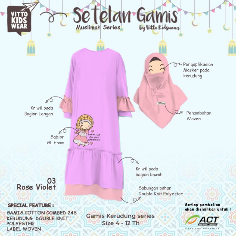 Setelan Gamis Muslim Series By Vitto Kidswear