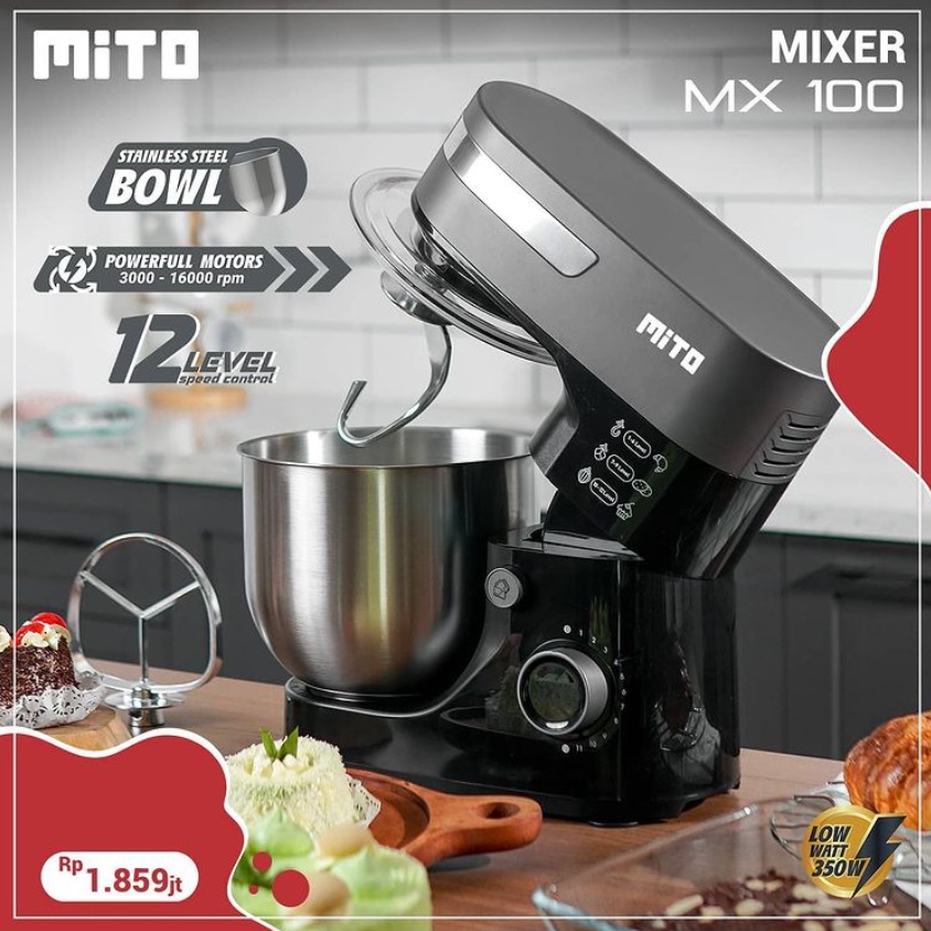 Stand Mixer Mito MX 100 5 Liter Mixer Dudukan Mito Mixer Jumbo Mito Pengaduk Adonan Telur Mito MX 500 Mixer Mito MX-500