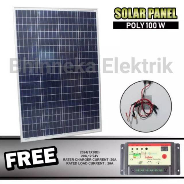 Solar Panel 100wp Poly Crystalline (Paket Scc 10A)