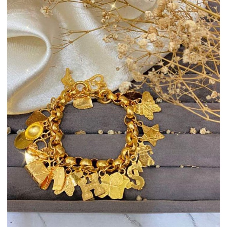 gelang emas lapis 100 mili tidak luntur/gelang dewasa lapis emas