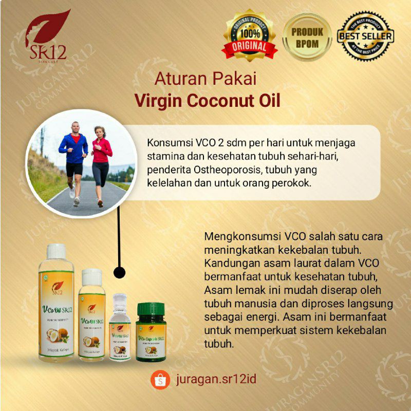 IMUN BOOSTER !! VCO MINYAK KELAPA MURNI SR12 / VICO VIRGIN COCONUT OIL 60ml/ 100ml/ 250ml/100 Kapsul