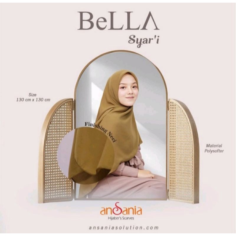 Hijab segiempat Bella square jumbo syar'i Ukuran 130x130cm Bahan pollycotton | Hijab segiempat jumbo