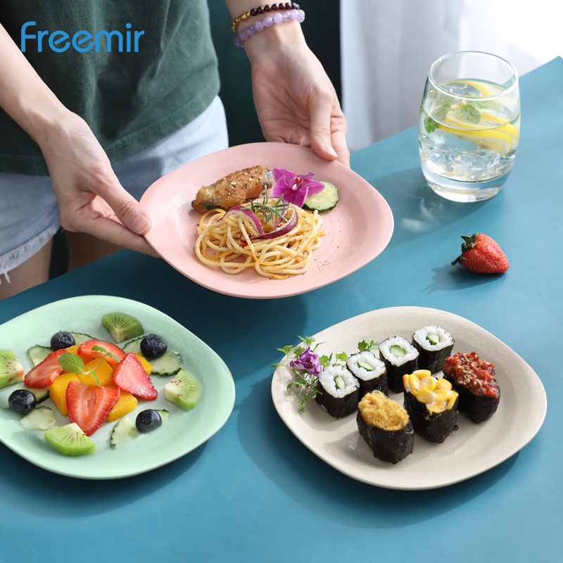 freemir Set 4 pcs Piring Nasi HOT SALES 18 cm Piring Makan Wheat Straw Rice Plate Warna Warni Set 4 Pcs-7