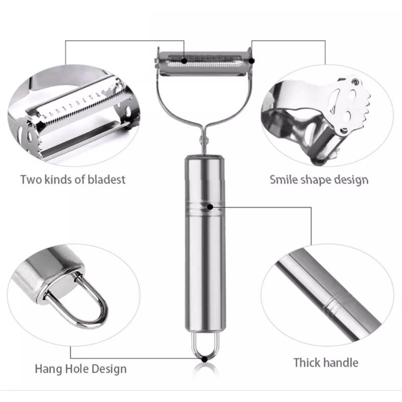 Pisau Kupas Stainless Pisau Buah Anti Karat 2in1 Kupas Buah Parut / Peeler