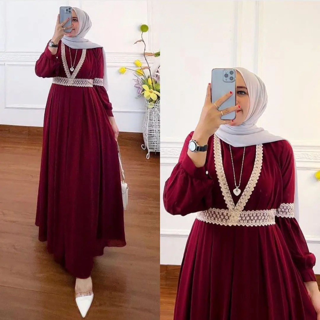 [CYC | COD] Gamis Qaisha Dress | Ceruty Maxi Wanita Trendy Murah