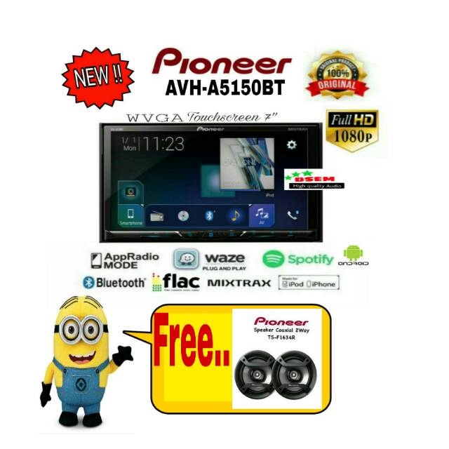 Pioneer AVH-5150BT Head Unit Double Din AVH-A5150BT Tape Mobil