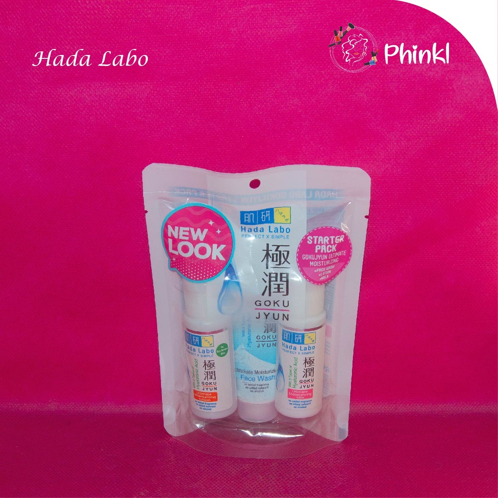 `ღ´ PHINKL `ღ´ Hada Labo Strater Pack 3in1 skincare import (sabun , cream day night , toner)