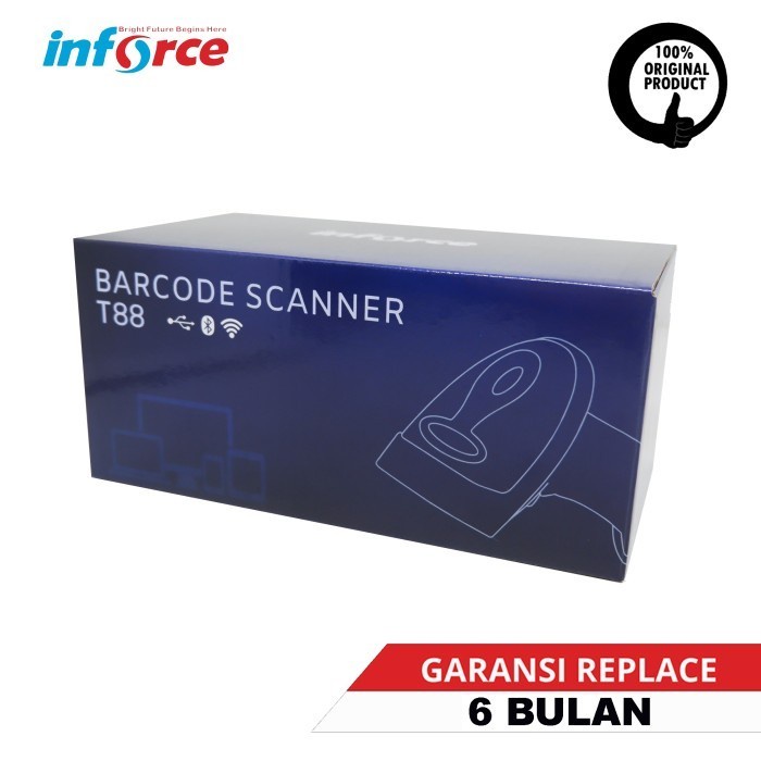 SCANNER BARCODE INFORCE T88 / T 88 1D WIRELESS BLUETOOTH USB  GARANSI RESMI