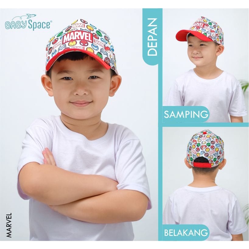 TOPI ANAK SUPERHERO BABY SPACE FULLPRINT DAN SPACEKIDS LOGO BORDIR SIZE 2-6 TAHUN-BABY SPACCE MARVEL