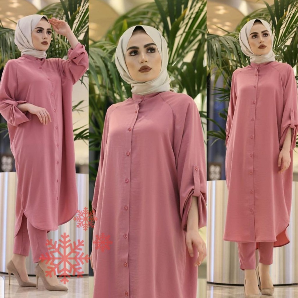 SET TUNIK MAXI MONIKA MUSLIM FASHION KEKINIAN DRESS PESTA TERBARU COD