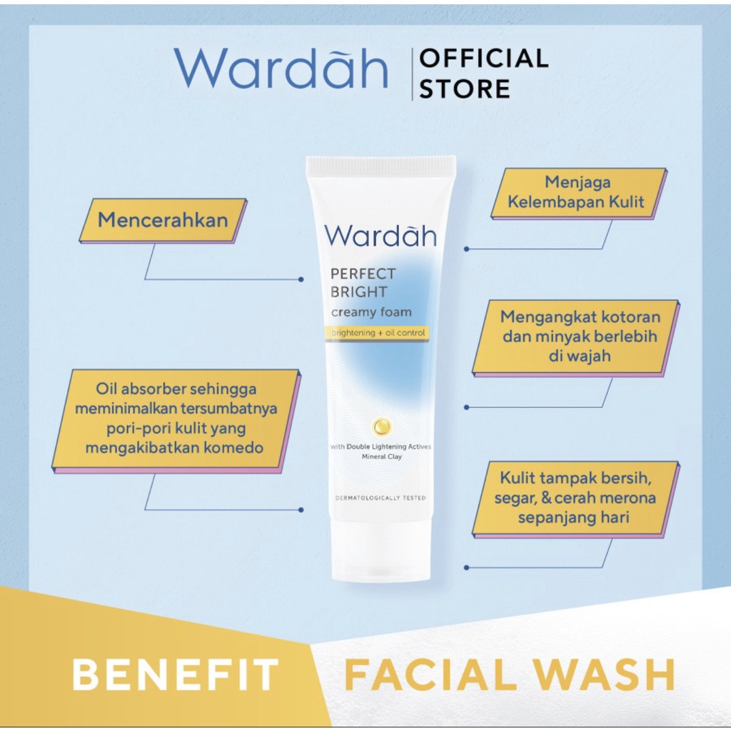 Wardah Perfect Bright Creamy Foam Brightening + Oil Control 50ml 100ml