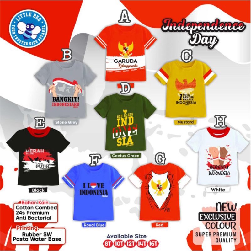 kaos anak seri kemerdekaan littlebee 8-16