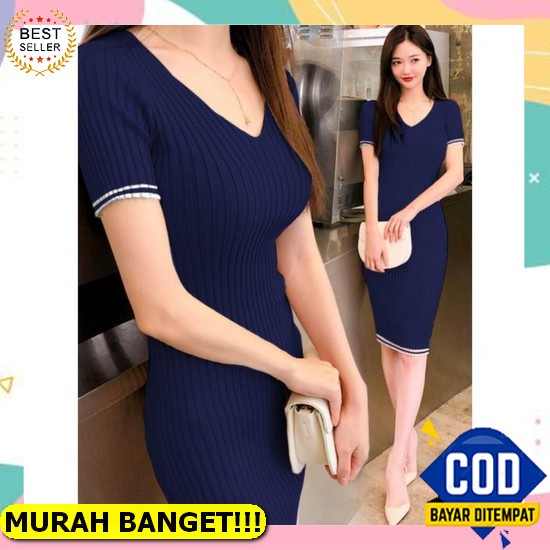 Baju Finn Stripe Dress Casual Dress Wanita Fashon Wanita Korea Murah Baju Dress Wanita Korea Casual 