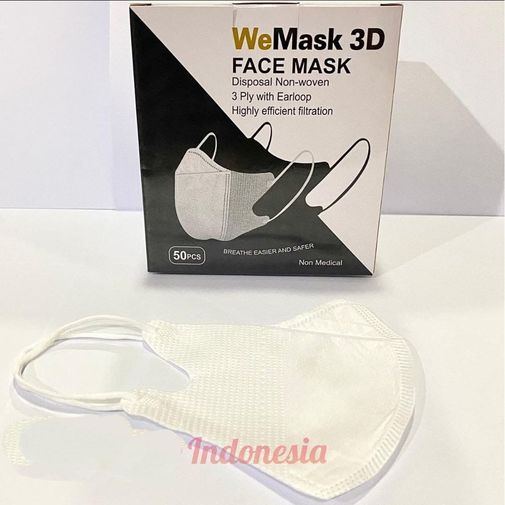 WE MASK / FACE MASK / DUCKBILL / 50PCS / HITAM / PUTIH