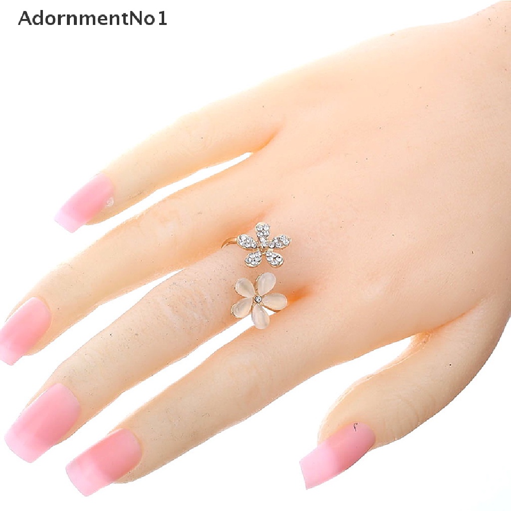 (AdornmentNo1) Cincin Bunga Aster Aksen Kristal + Berlian Imitasi Warna Gold Untuk Perhiasan Wanita