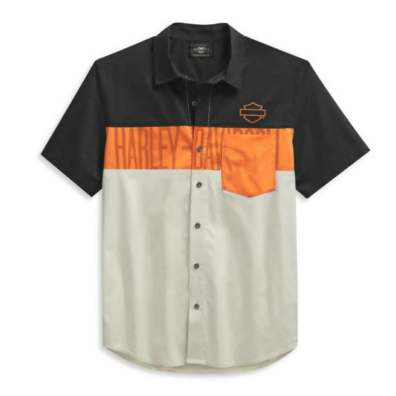 Kemeja Harley Davidson Original Black Orange