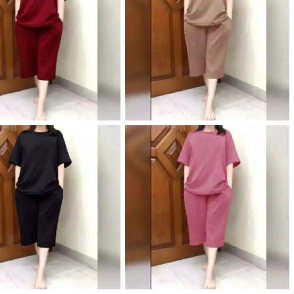 COD✔ setelan kulot jumbo/set kulot jumbo polos/baju wanita harga bersaing