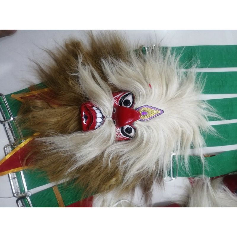 Topeng Bujang Ganong - Topeng Mahkota Barong - Topeng kayu  Adat