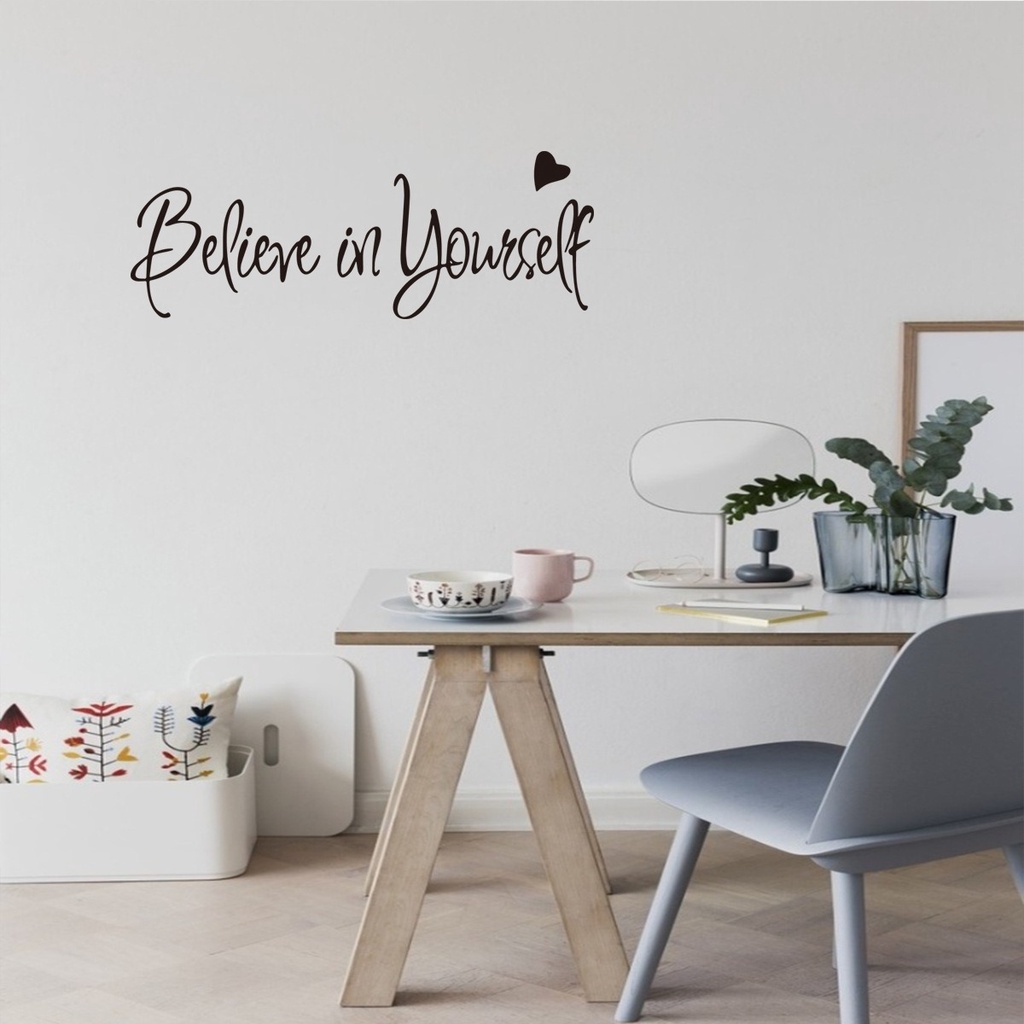 MOGYMOGY STC002 Sticker Dinding Kata Quote  Believe In Yourself Wall Sticker