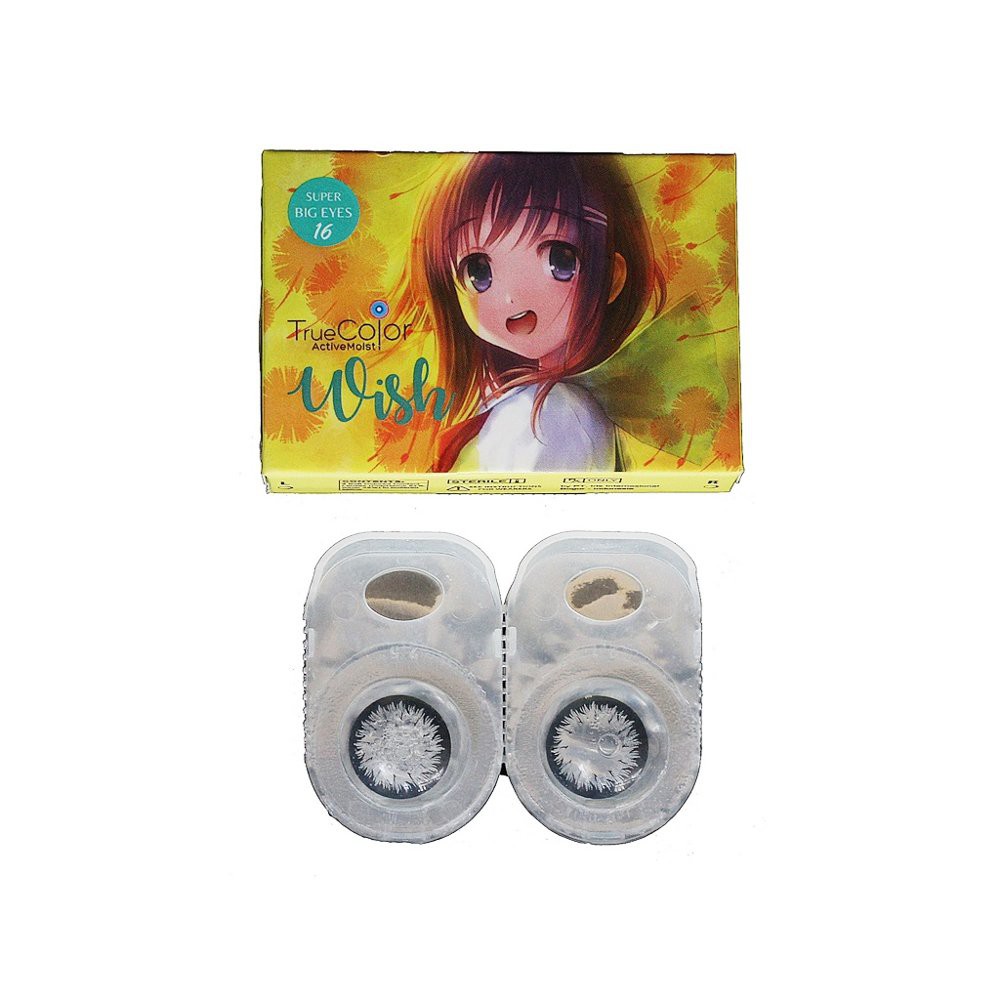 Paket Wish Softlens True Color + FREE Lenscase &amp; Cairan Softlens 60ml - Warna Grey (Abu - Abu)