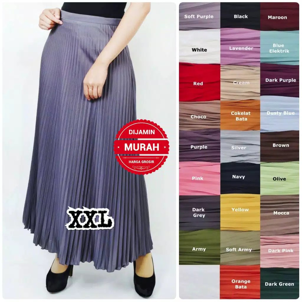 CLEARANCE SALE / ROK PLISKET PREMIUM BAHAN TEBAL/ PRISKET PANJANG/ PLEATED SKIRT/FLARE SKIRT/GOOD QUALITY