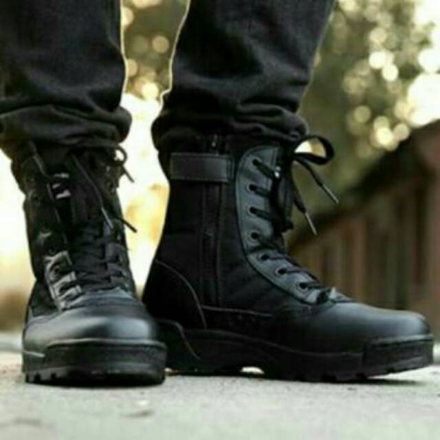 Sepatu Boots SWAT Tactical Army Black&Tan