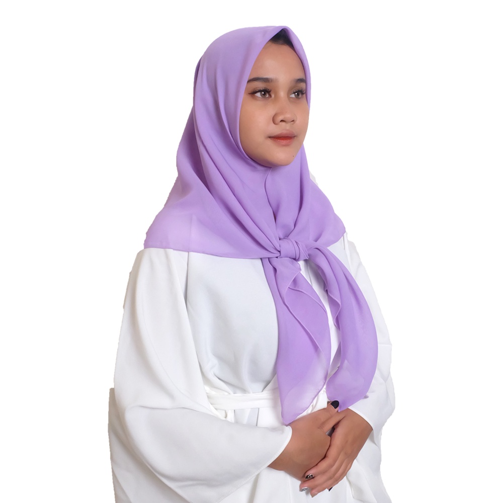 Maula Hijab - Kerudung Segi Empat Bella Square Jilbab Segiempat Paris Polos Premium-Lilac