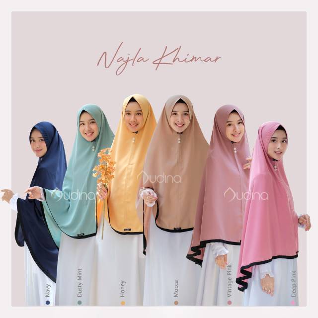 Najla Khimar/Khimar polos list/Khimar wollycrepe/Khimar audina/Khimar syar'i cantik/jilbab syari