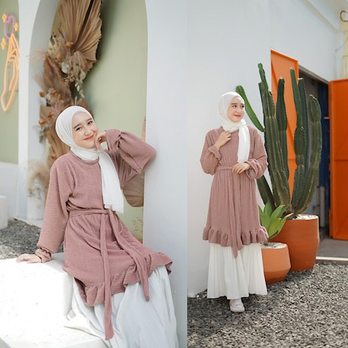 Dress Tunic Plisket Baju Atasan Wanita Dewasa Muslim #1018