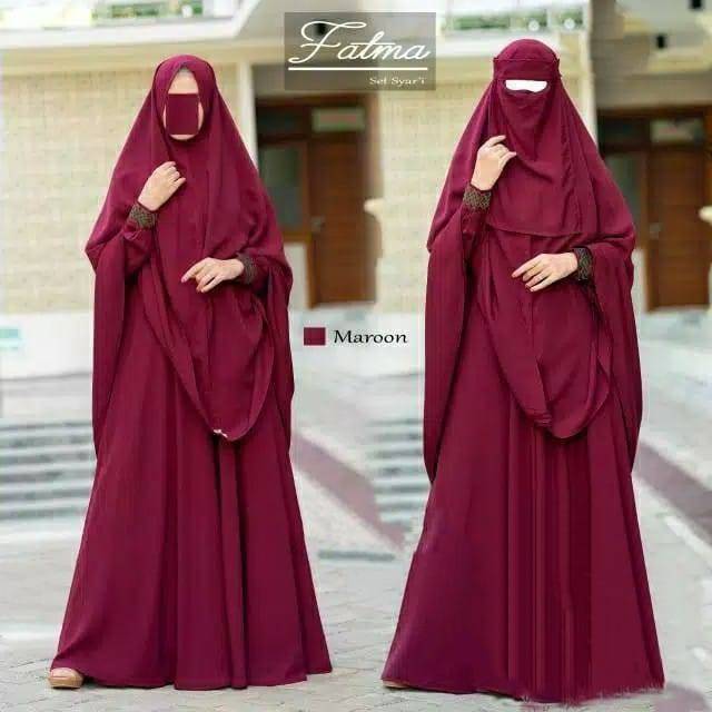 Gamis Syari polos Set Jilbab Plus Cadar Fatma Syari Gamis Syari Set Gamis Wolfis Busui
