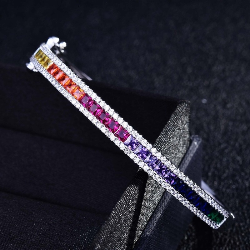 Light Luxury Color Double-Sided Inlaid High Carbon Diamond Zircon Buckle Bracelet