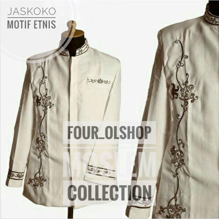 Jas Koko, Jas Koko Bordir, Jas Koko Modern, Jas Koko Polos, Jaskoko Motif Etnis - Putih Tulang