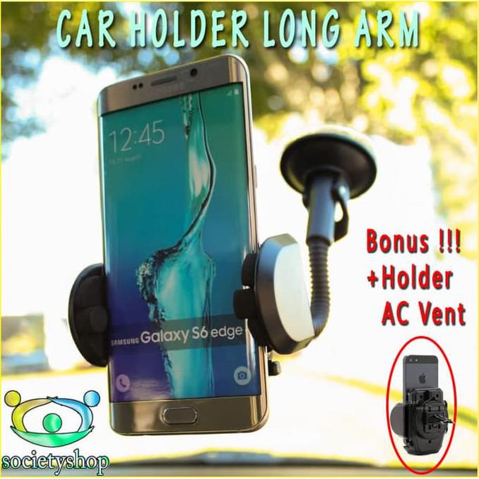 Diskon Universal Holder Hp Mobil Car dash Long Bonus Vent Ac xiaomi iphone CUCI GUDANG