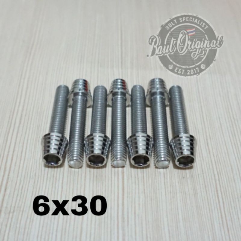 Baut probolt kerucut silver 6x30 drat 10 panjang 3cm heng thailand harga satuan