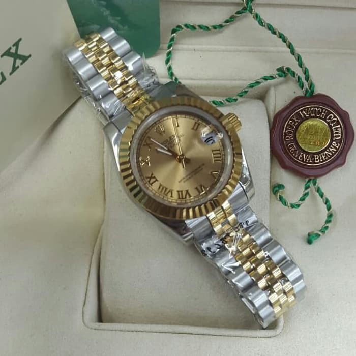 JAM TANGAN WANITA ROLEX OYSTER DATEJUST 31MM COMBI GOLD ROMAWI SUPER