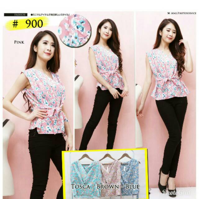 Kimono top flowers/blouse wanita murah #900