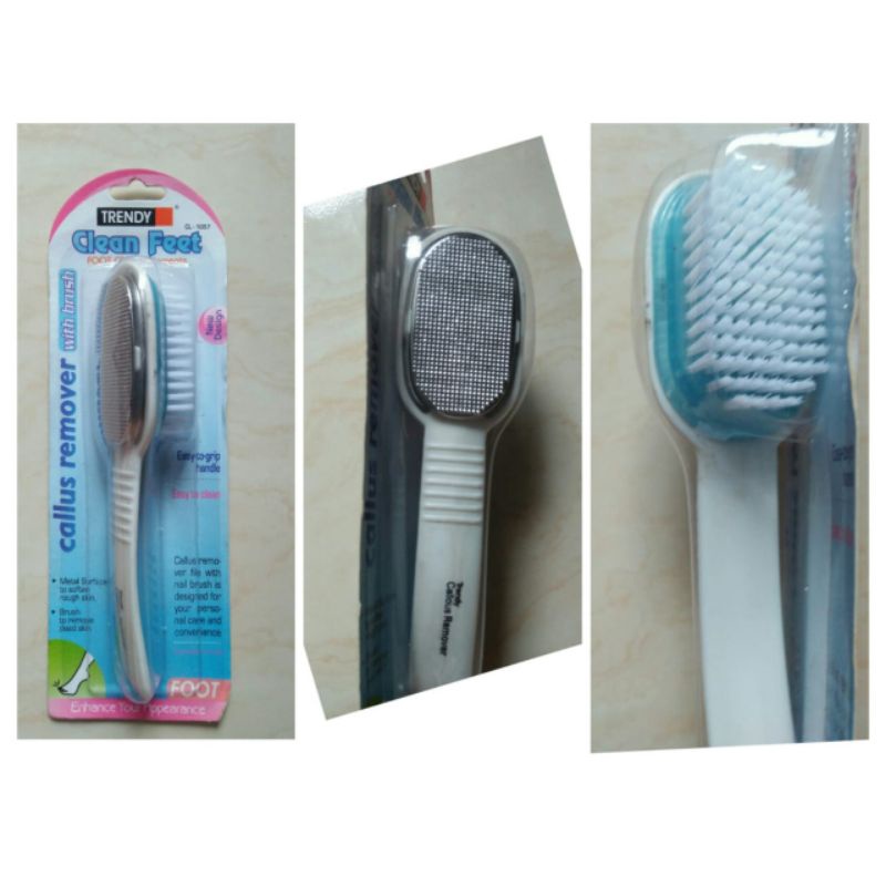 TRENDY 2 IN 1 CALLUS REMOVER FILE WITH NAIL BRUSH - PARUTAN DAN SIKAT KUKU KAKI KAPALAN TRENDY