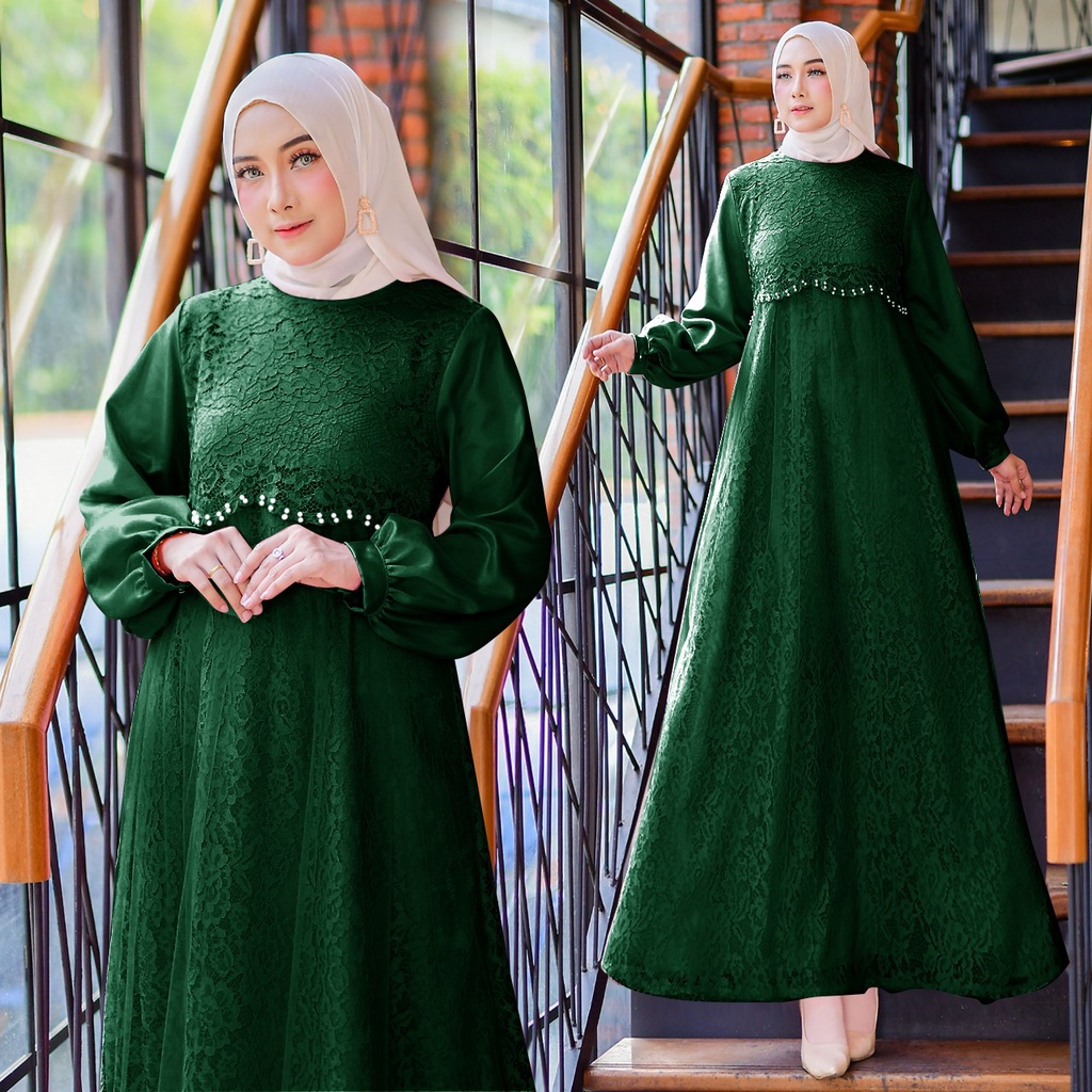 Quinza (Ready New Gamis Termurah Size S/M, L,XL,XXL) Gamis Pesta/ Gamis Brukat Tile/Gamis Jumbo Kwalitas Premium/Fashion Gamis Bridesmaid/Seragam Pesta Kondangan-8